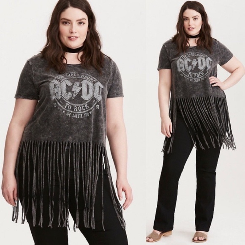 Torrid AC/DC Rocker Fringe Tee